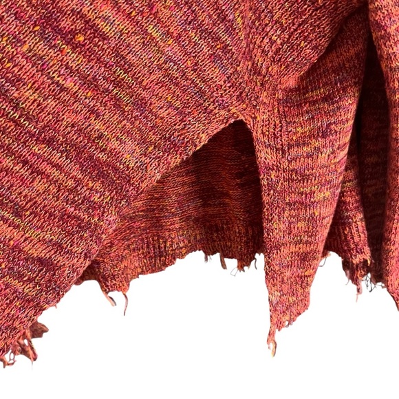 Free People Prism Space Dye Oversized Sweater Cotton Linen Blend Coral Hues Sz S - Picture 5 of 12